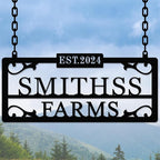 Personalized Hanging Metal Farm Signs, Personalized Outdoor Ranch Sign by HYTSIGN