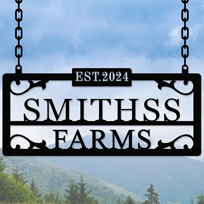 Personalized Hanging Metal Farm Signs, Personalized Outdoor Ranch Sign by HYTSIGN