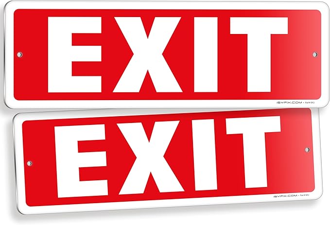 iSYFIX Exit Sign – 2 Pack 12x4 Inch – 100% Rust Free .040 Aluminum Signs by iSYFIXPREMIUMSIGNS