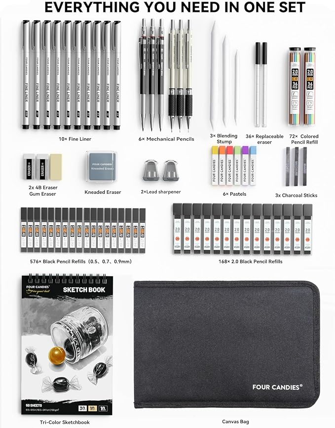 Four Candies 73PCS Advanced Art Supplies Drawing Kit - Image 9