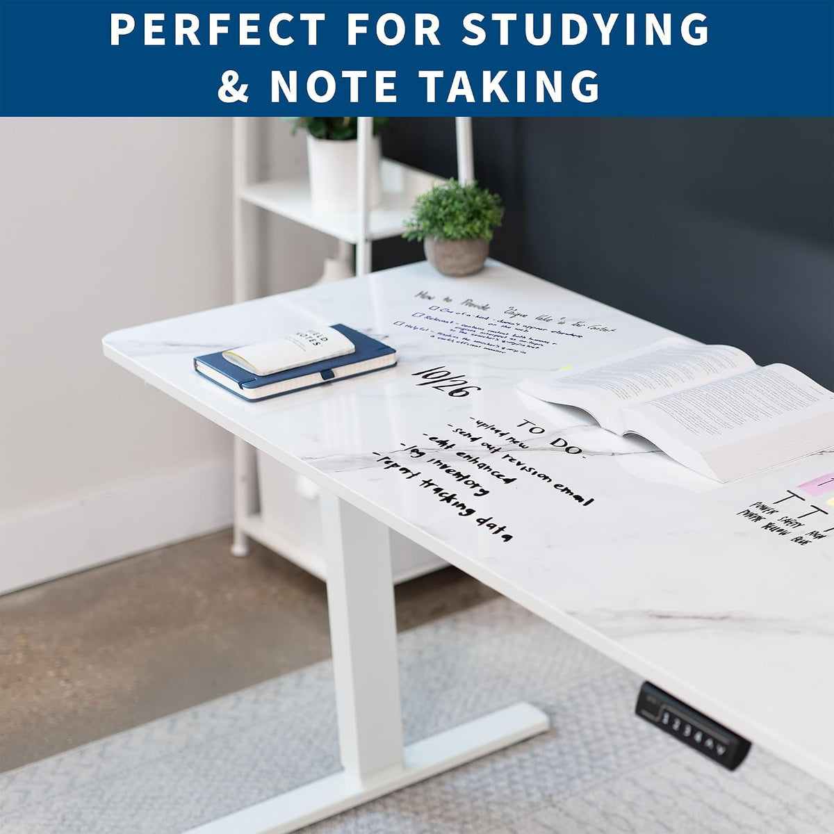 VIVO Marble Dry Erase 60 x 24 inch Solid Table Top, DESK-TOP60WM