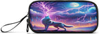Wolf Howling Moon Lightning Pencil Case Box Boys Girls Large Pencil Pouch - Image 2