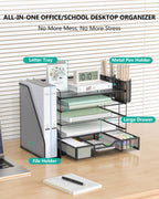 wali desk file organizer, 5 tier desktop paper shown in use