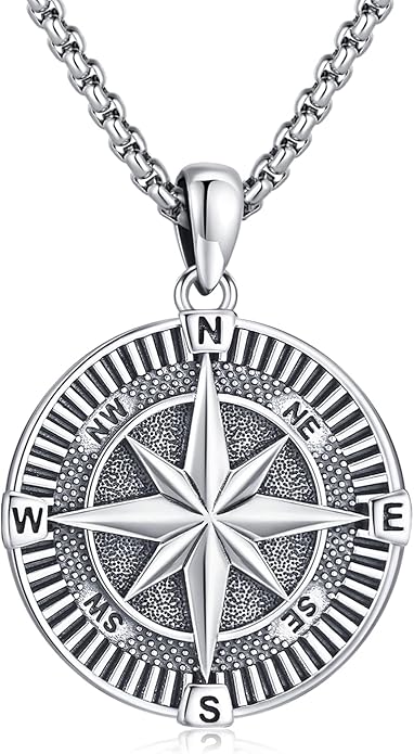 Compass Necklace for Women Men 925 Sterling Silver Pendant Urn Necklaces for by Eusense