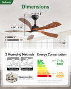 sofucor 52 inch smart modern ceiling fan with, view 9