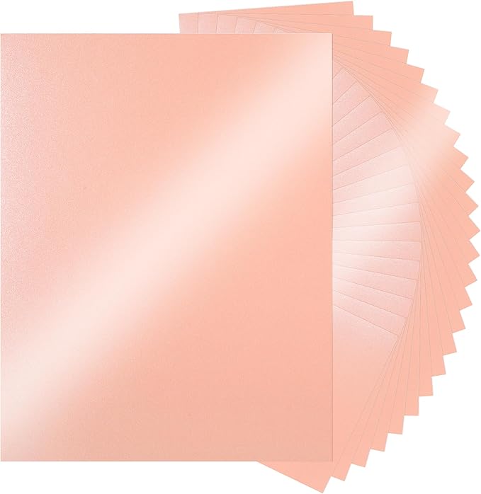 25 Sheets Pink Shimmer Cardstock 8.5 x 11InchInch Glitter Card Stock 92lb by UnclePaul