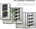 4NM No Assembly Folding Bookshelf Storage Shelves 4 Tiers Vintage Bookcase - Image 8