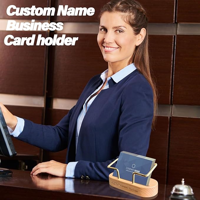 HJX Custom Business Card Holder Desk-Personalized Engraved Wooden Business Card - Image 6
