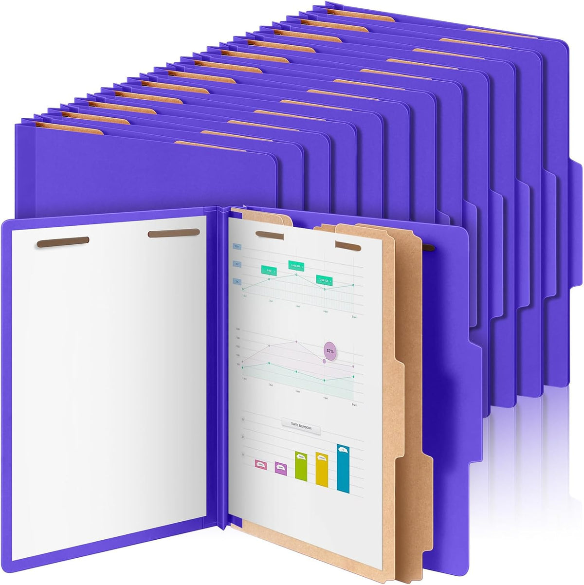 Skyygemm 36 Pcs Classification Folders Letter Size, 2 Divider Pressboard File