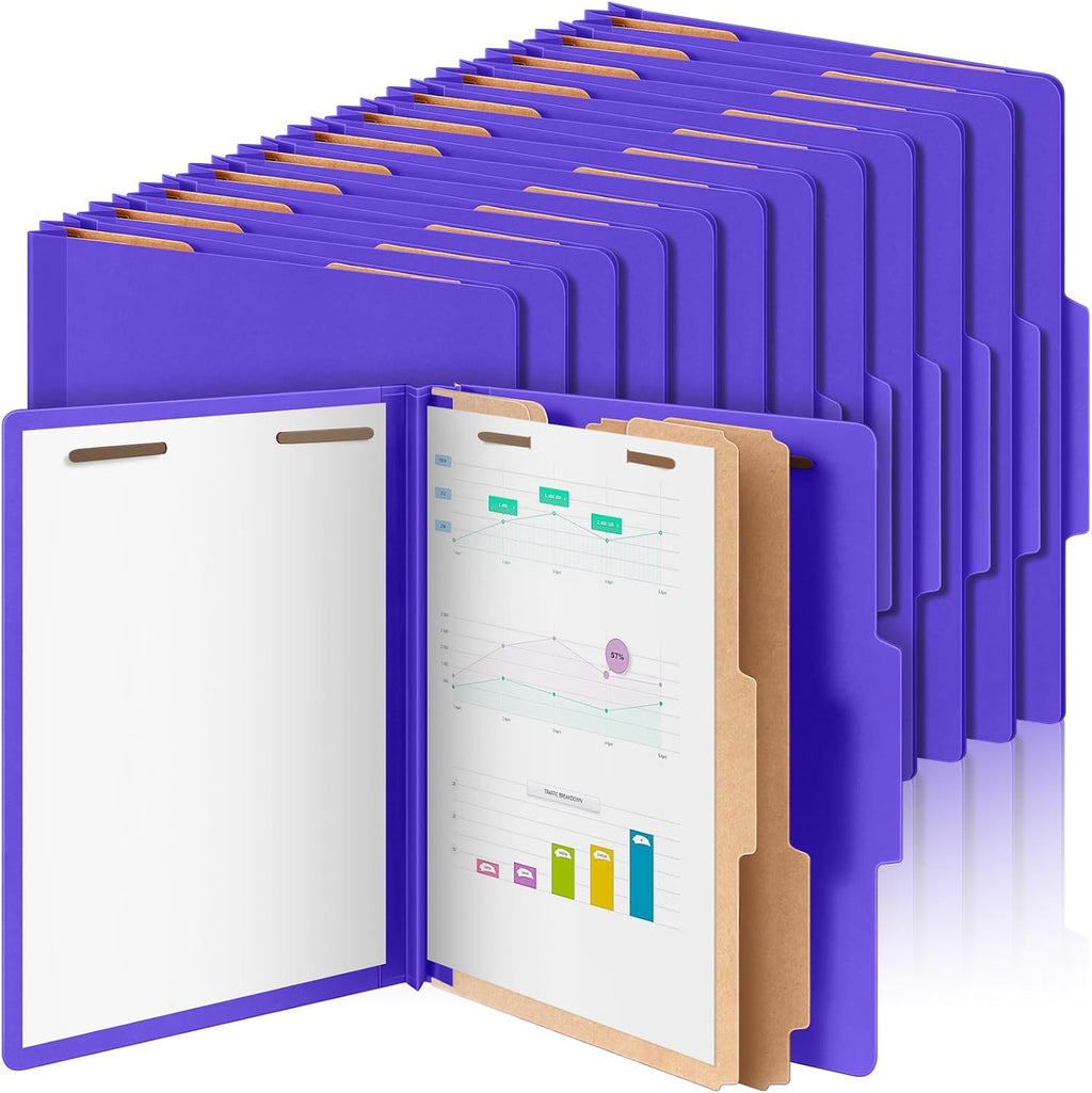 Skyygemm 60 Pcs Classification Folders Letter Size, 2 Divider Pressboard File