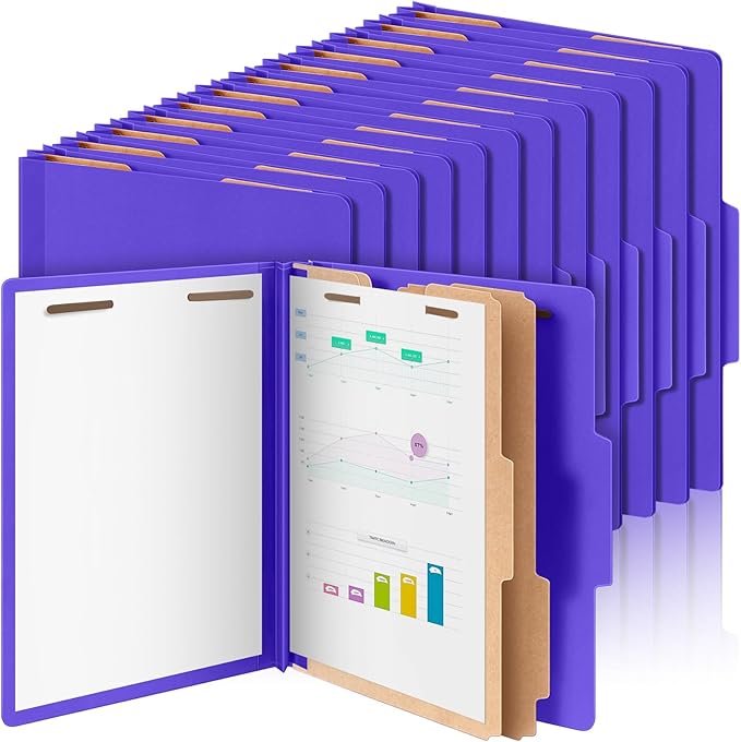 Skyygemm 60 Pcs Classification Folders Letter Size, 2 Divider Pressboard File by Skyygemm