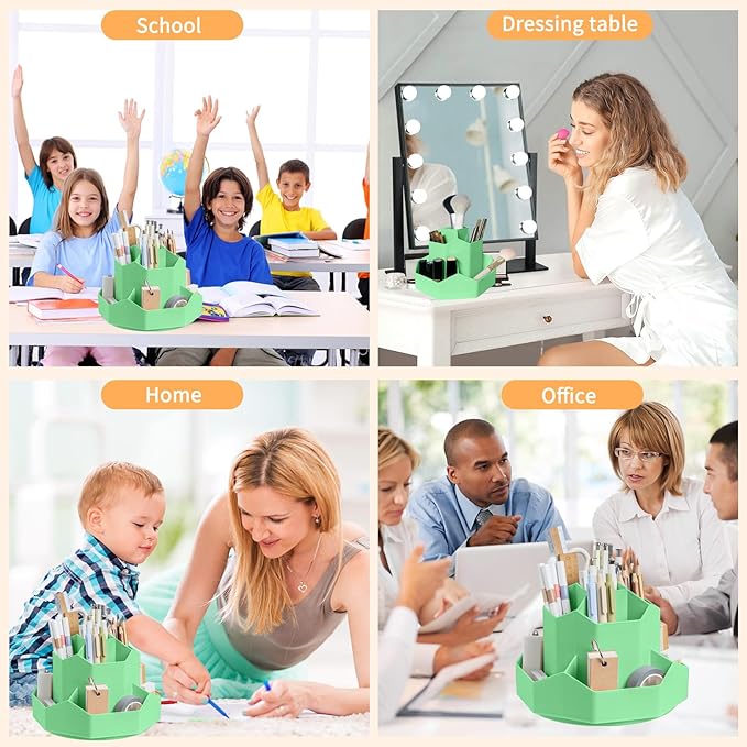 Pencil Pen Holder for Desk, 9 Slots 360 Degree Rotating Desk Organizers - Image 6
