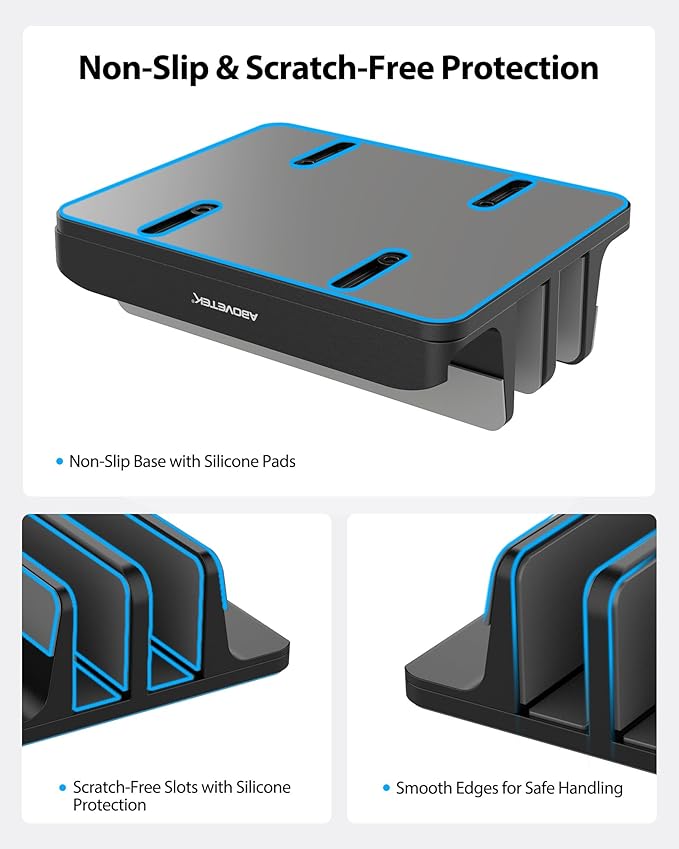 AboveTEK Vertical Laptop Stand Holder, 3 Slots Aluminum Desk Stand - Image 6