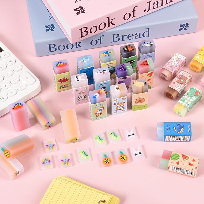 LiYiQ 100 Pcs Cute Eraser for Kids Bulk Kawaii Erasers for Classroom Fun - Image 5