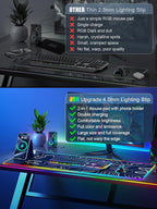 XXL Mouse Pad with Phone Holder, RGB Desk Mat with 15W Fast Charging, LED Large - Image 6