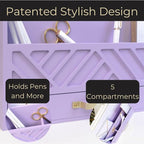 BLU MONACO Purple Mail Organizer Countertop | Wooden Desk Storage - Image 5