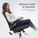 Office Desk Chair for Long Hours & Lower Back Pain Relief – 4“ Thick Molded Foam Cushion, Enhanced Lumbar Support, Padded Flip-up Armrests, Ideal for Office or Study, Black