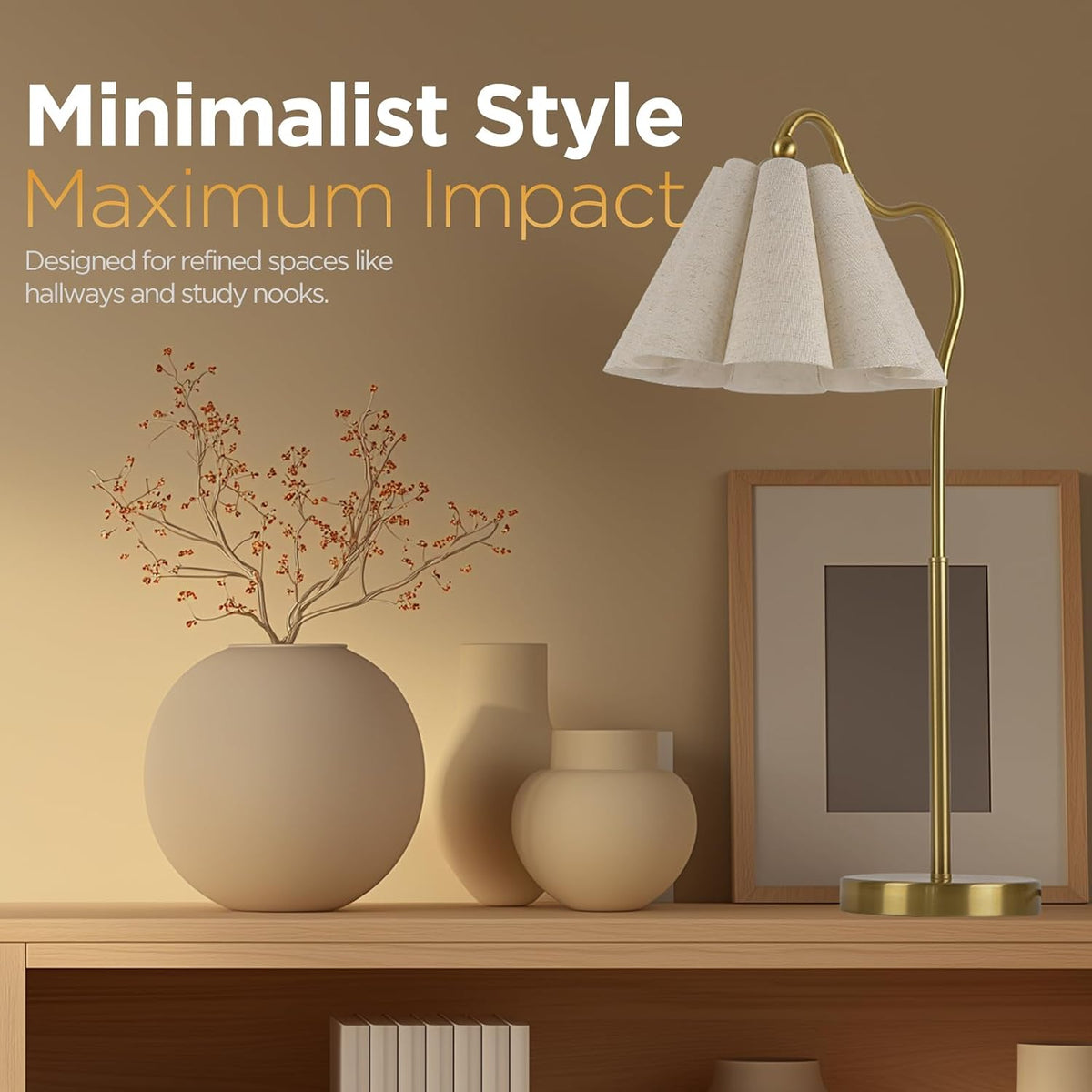 KUNJOULAM Modern Table Lamps, Nightstand Bedside Lamps with Umbrella Form Lin...