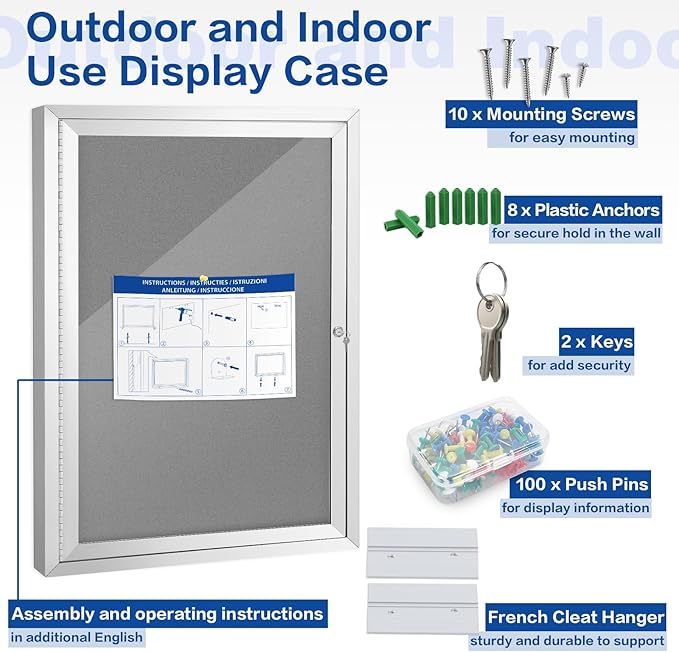 SWANCROWN Enclosed Bulletin Board Grey Felt Displays Boards Weather Resistant - Image 5