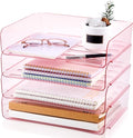 Harloon 4 Tier Acrylic Paper Tray 13 x 9.8 x 3 Inches Stackable Letter Clear by Muasung