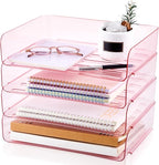 Harloon 4 Tier Acrylic Paper Tray 13 x 9.8 x 3 Inches Stackable Letter Clear by Muasung