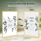 Acrylic Sign Holder 8.5 x 11, 9 Pack Clear Sign Holder Double Sided Gold Table - Image 3