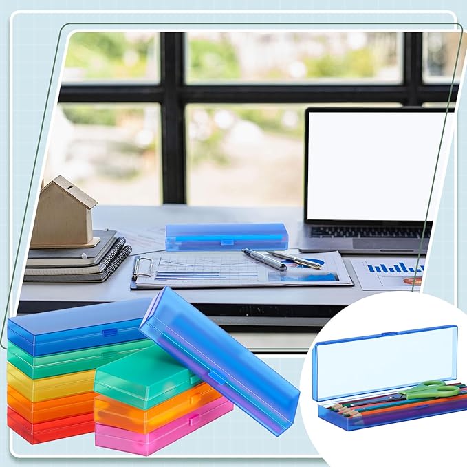 Fainne 24 Pcs Plastic Pencil Case Bulk Pencil Boxes Plastic Stationery Case - Image 5