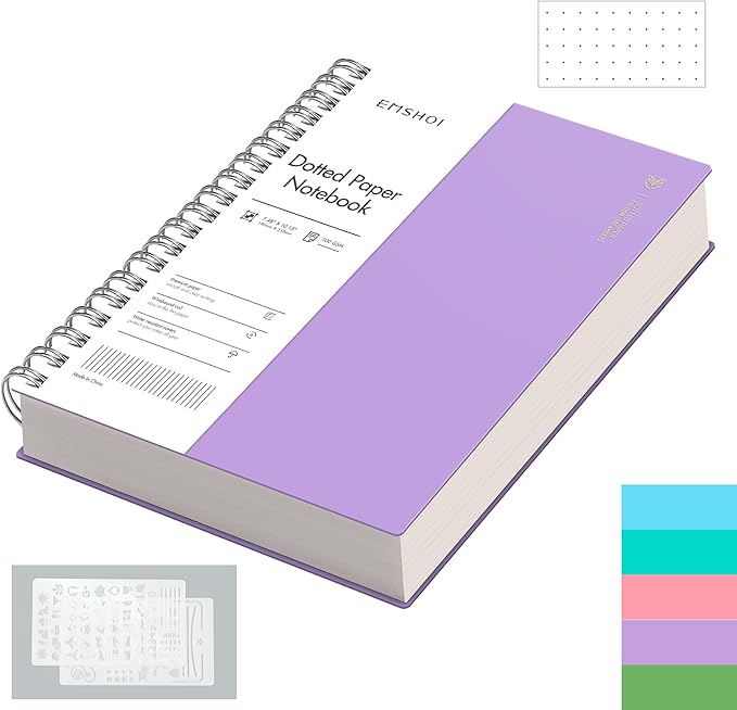 EMSHOI B5 Spiral Notebook Bullet Dotted journal, Large 7.48" X 10.15", 300 by EMSHOI