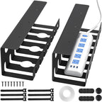 Delamu 2 Pack Metal Under Desk Cable Management Tray, U Channel Cord Organizer by DELAMU