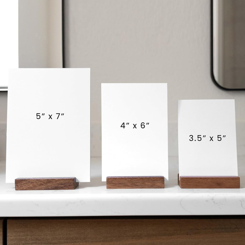 (2 Pack) Wood Calendar Stands - Desk Calendar Base - South American Walnut - Wooden Block - Monthly Desk Card Refill Holder - Office Home Gift Decor
