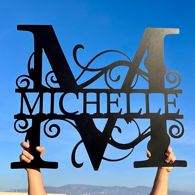 DecoSoul Personalized Metal Name Signs, Split Letter Monogram Wall Art Decor by DecoSoul