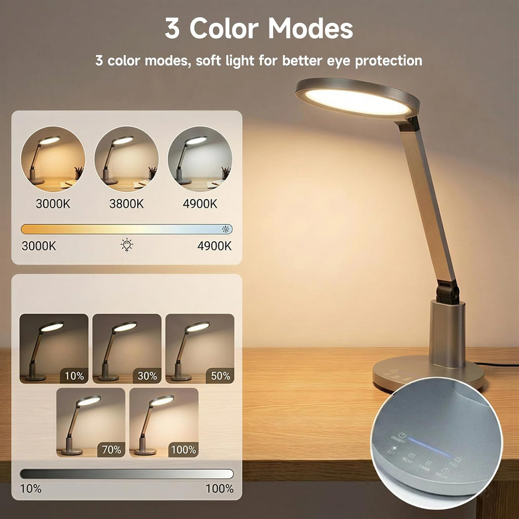 desk lamp for home office, eye-caring diffused table, close-up detail