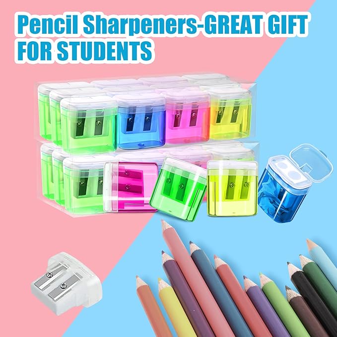 OCHIDO 60 Pack Pencil Sharpeners Bulk, School Supplies Double Hole Pencil - Image 5