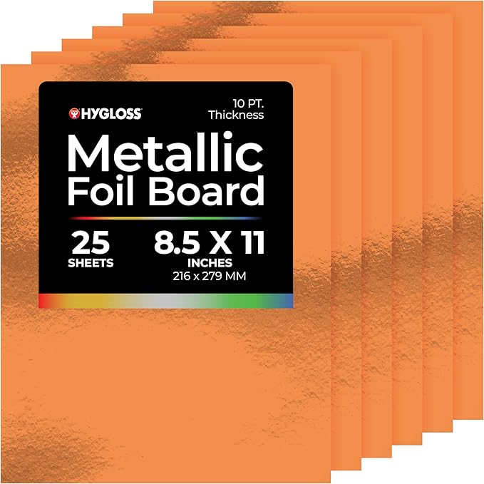 Hygloss Metallic Cardstock Sheets – 25 Shiny Red Copper Sheets, 8.5” x 11” by HyglossProductsInc