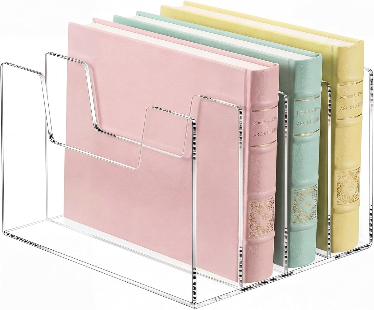 1 Pack 4 Section Clear Acrylic Desktop File Organizer Vertical File Sorter