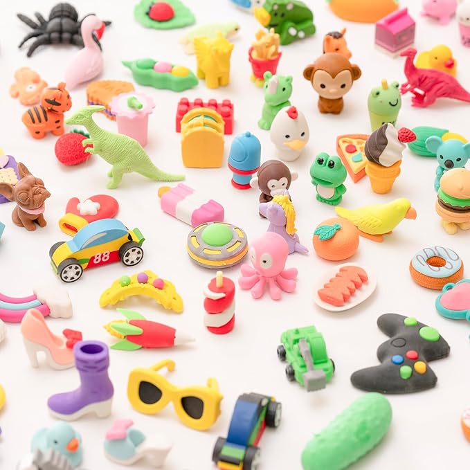 CLOCK KING 90pcs 3D Cute Kids Erasers, Random Desktop Pet Toys Gifts, Classroom - Image 4