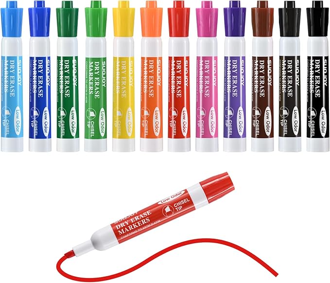 SUQJOY Dry Erase Markers, Chisel Tip Whiteboard Markers, Low Odor Thick Dry by SUQJOYOFFICE