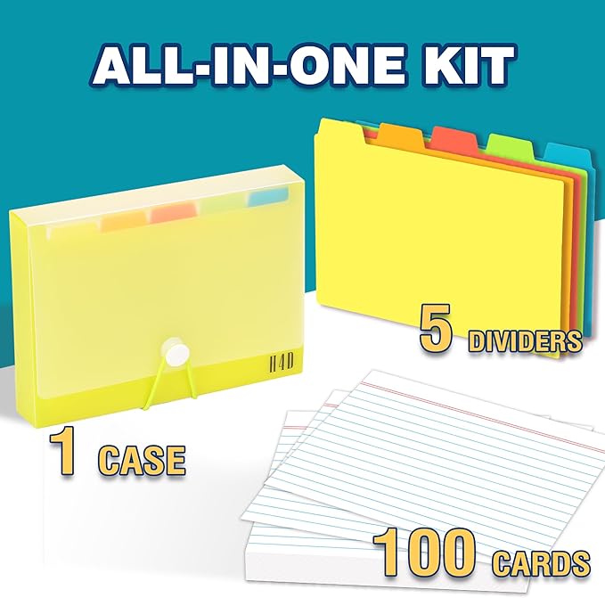H4D 4x6 Index Card Case with 100 Heavyweight Ruled Index Cards and Dividers - Image 2