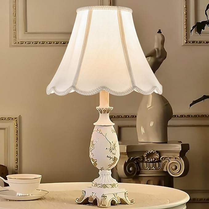 GO&SO Off White Bell Lamp Shade Medium, Scalloped Lampshade Braids - Image 8
