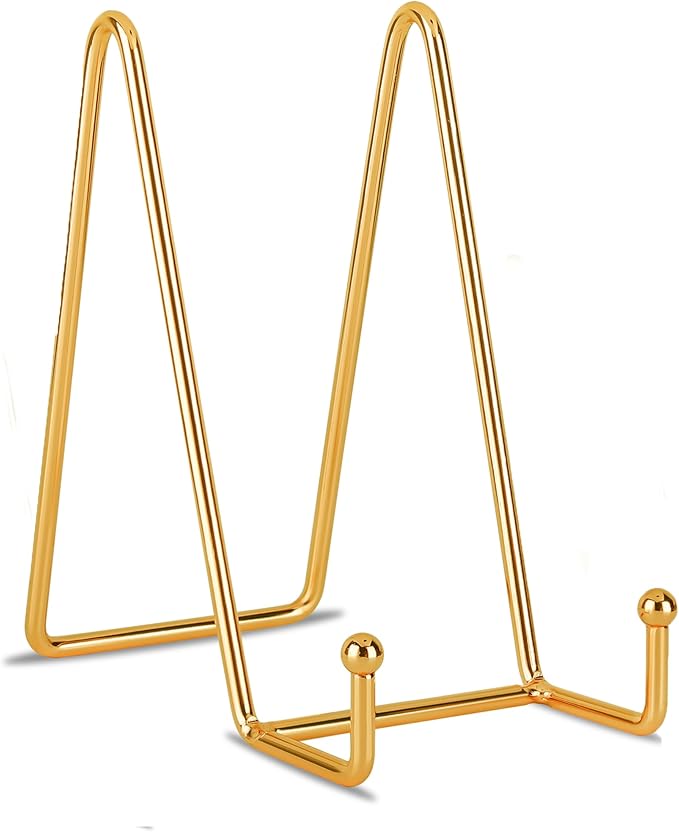 Decolore 6 Inch 5 Pack Gold Metal Display Stands Plate Stand Display Stands by Decolore