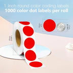 1 Inch Round Color Coding Labels, 1000 Dots Per Roll Red Color Coded Dot - Image 2
