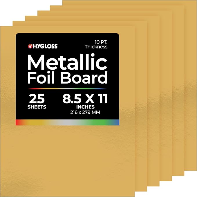 Hygloss Metallic Cardstock Sheets – 25 Matte Gold Sheets, 8.5” x 11” by HyglossProductsInc