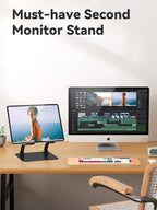 tounee Tablet Holder Stand, Dual Rod Adjustable Aluminum Desktop Stand - Image 4