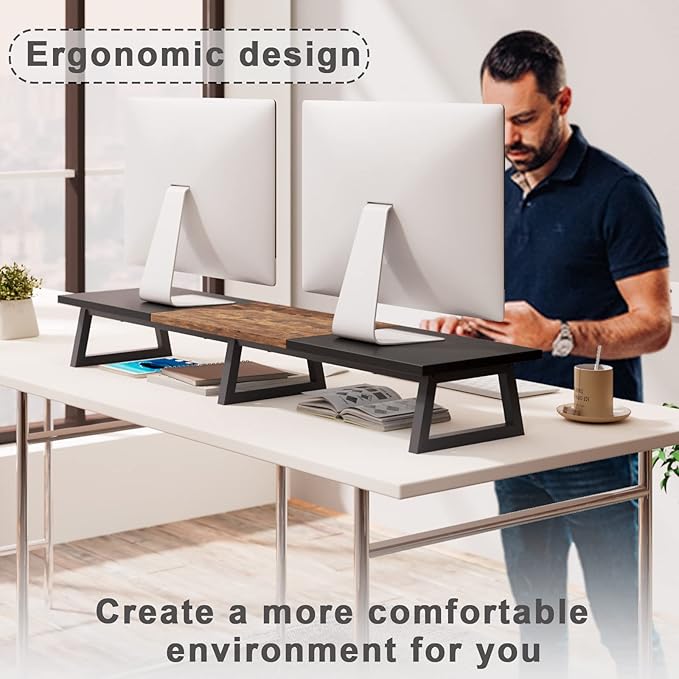 TEAMIX 42 inch Large Dual Monitor Riser, Extra Long Monitor Stand Riser - Image 5