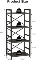 Homeiju Black Bookshelf, 4 Tier Small Bookcase, Book Shelf Organization and - Image 3