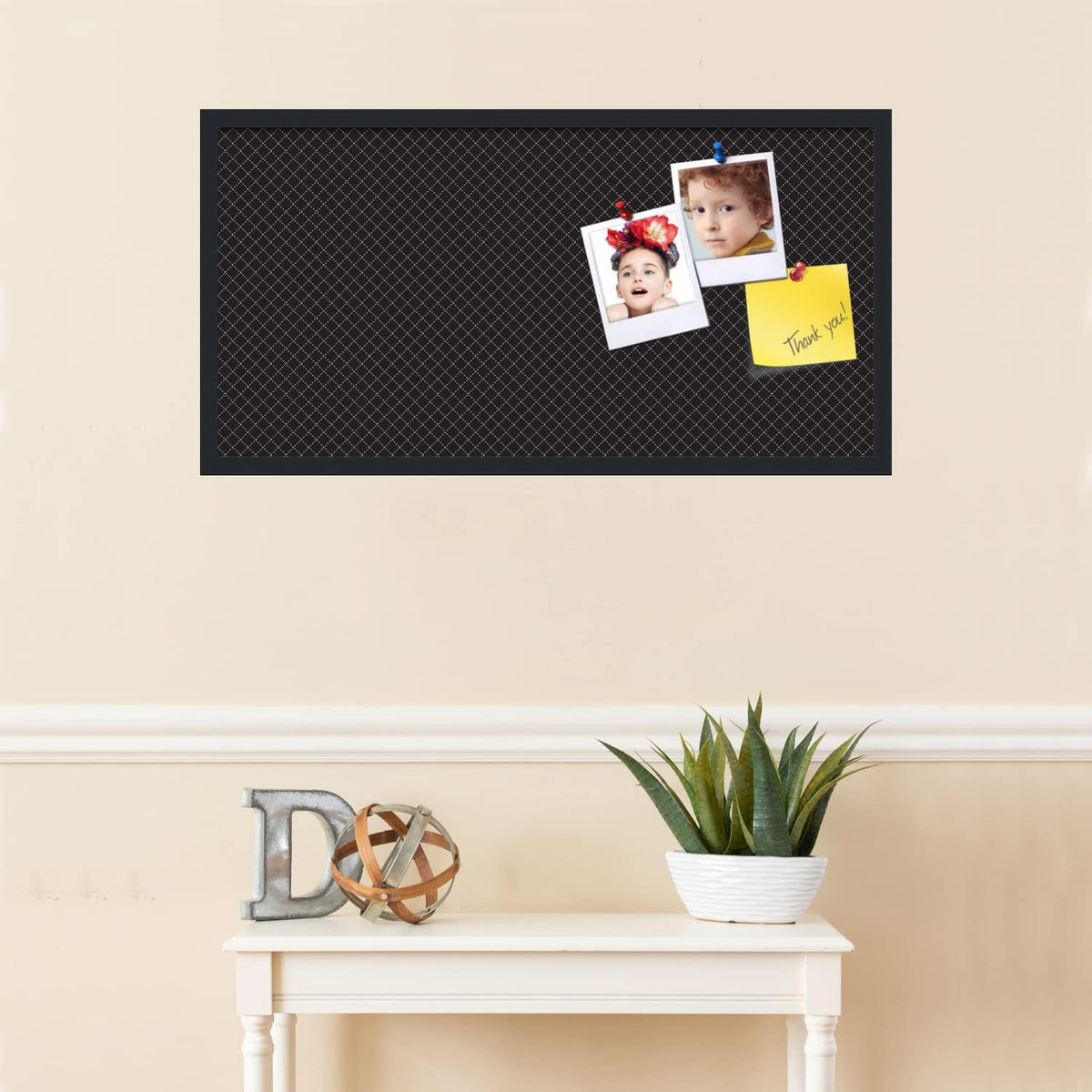 PinPix 36x18 inch Cork Bulletin Board. This Decorative Framed Pin Board Comes...