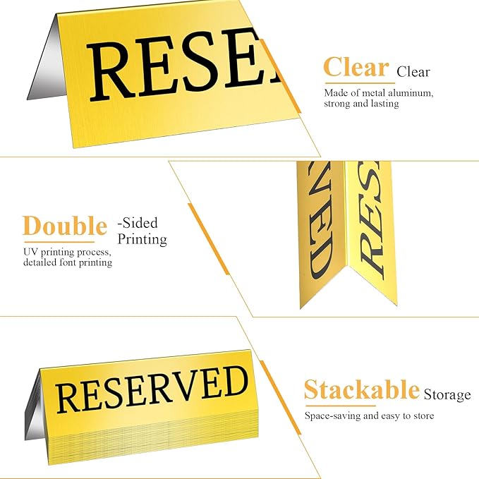 Aemygo 24 Pcs Metal Reserved Table Signs, Double Sided Tent Guest Reservation - Image 5