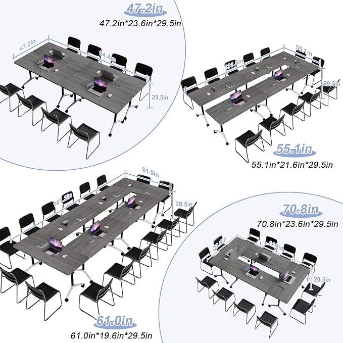 Conference Table Flip Top Mobile Conference Room Tables, Folding Conference - Image 3