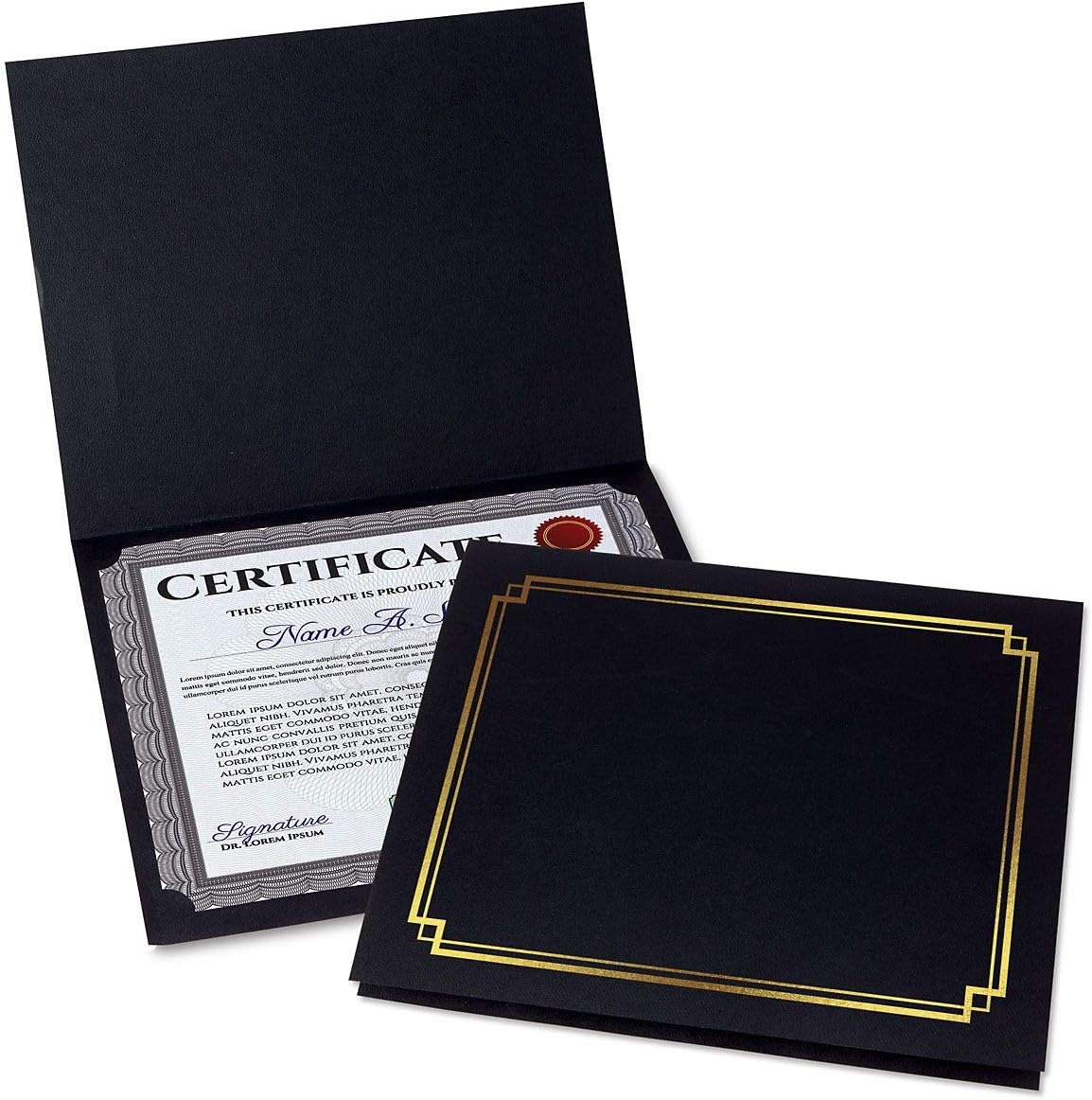 classic black & gold certificate folders - pack, main product view