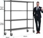 Homdox 4 Tier Heavy Duty Metal Wire Shelving - Image 3
